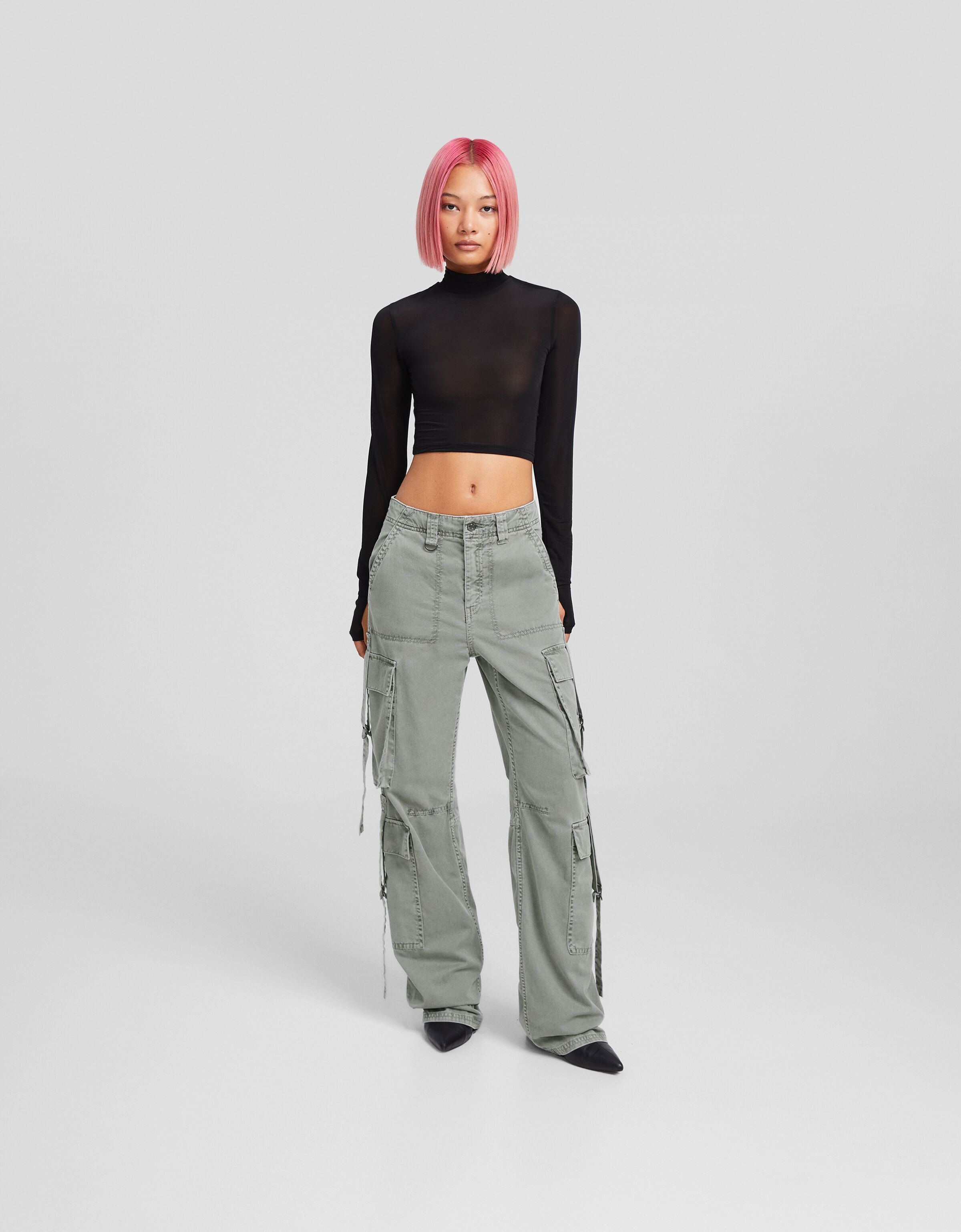 Pantaloni militari bershka best sale