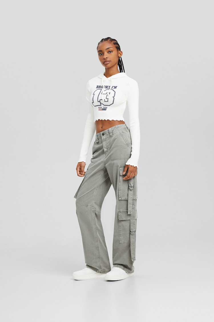 Cotton cargo pants with straps