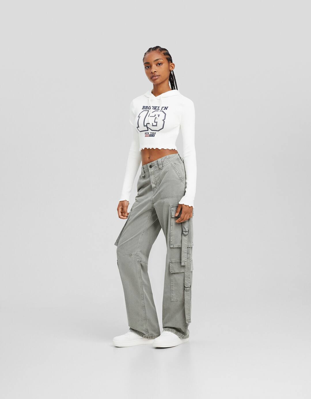 Cotton cargo trousers with straps
