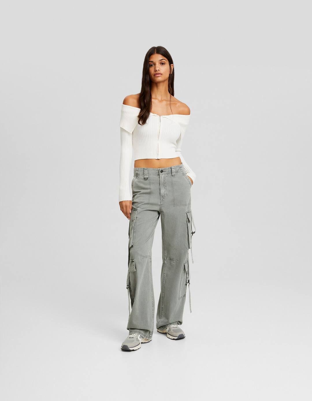 Pantalon cargo coton lanières