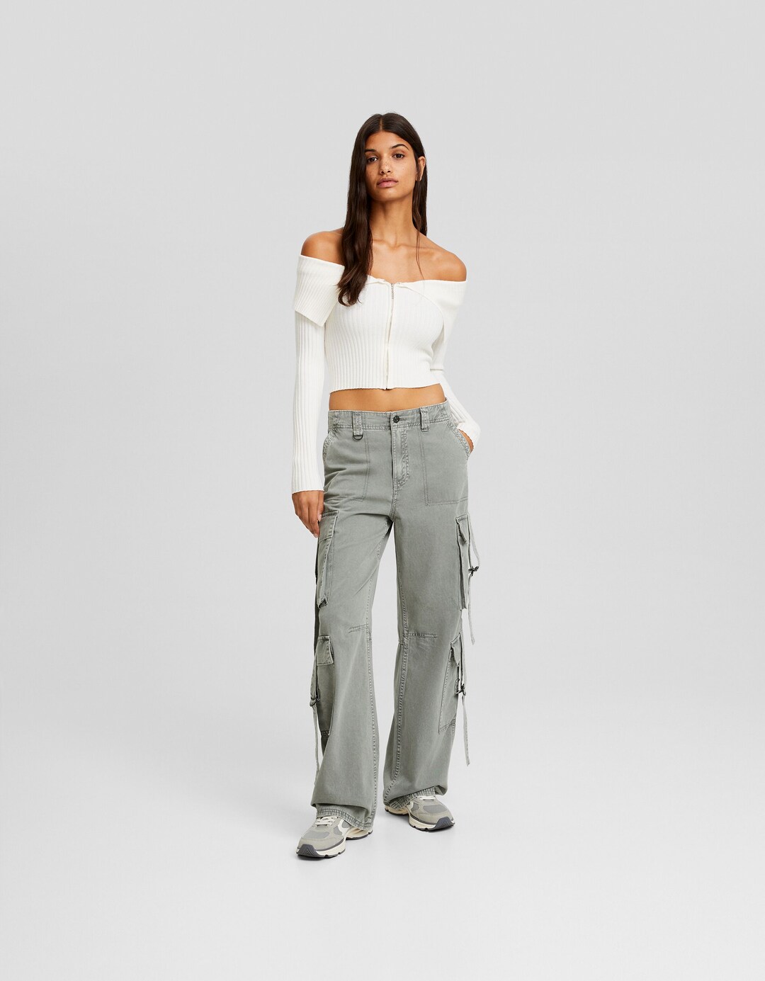 Cargohose aus Baumwolle mit Bändern