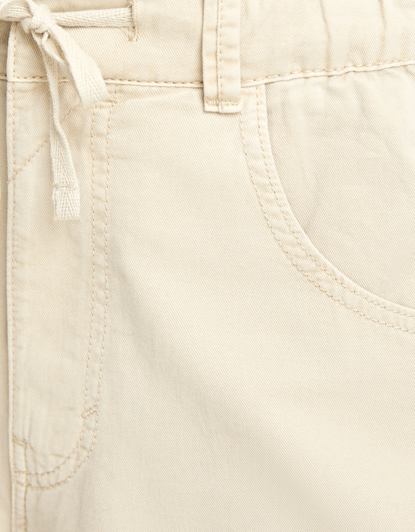 Cotton sweatpants with drawstring-Sand-5