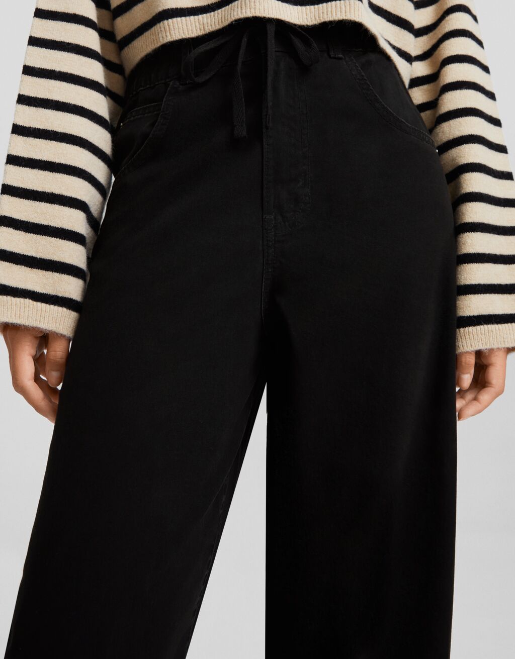 Pantalon jogger coton cordon-Gris-3