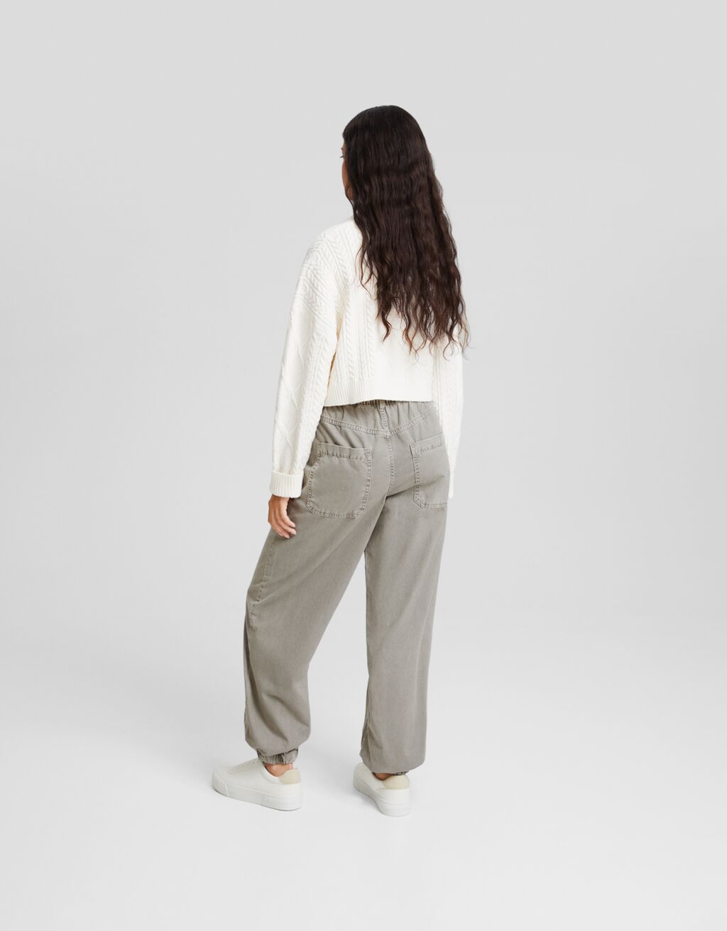 Pantalon jogger coton cordon-Gris-2