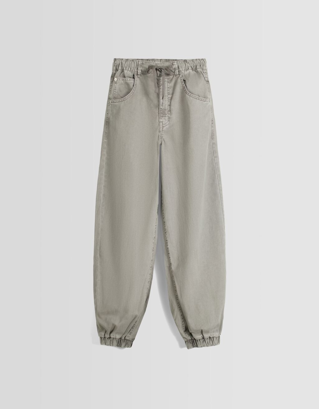Pantalon jogger coton cordon-Gris-4