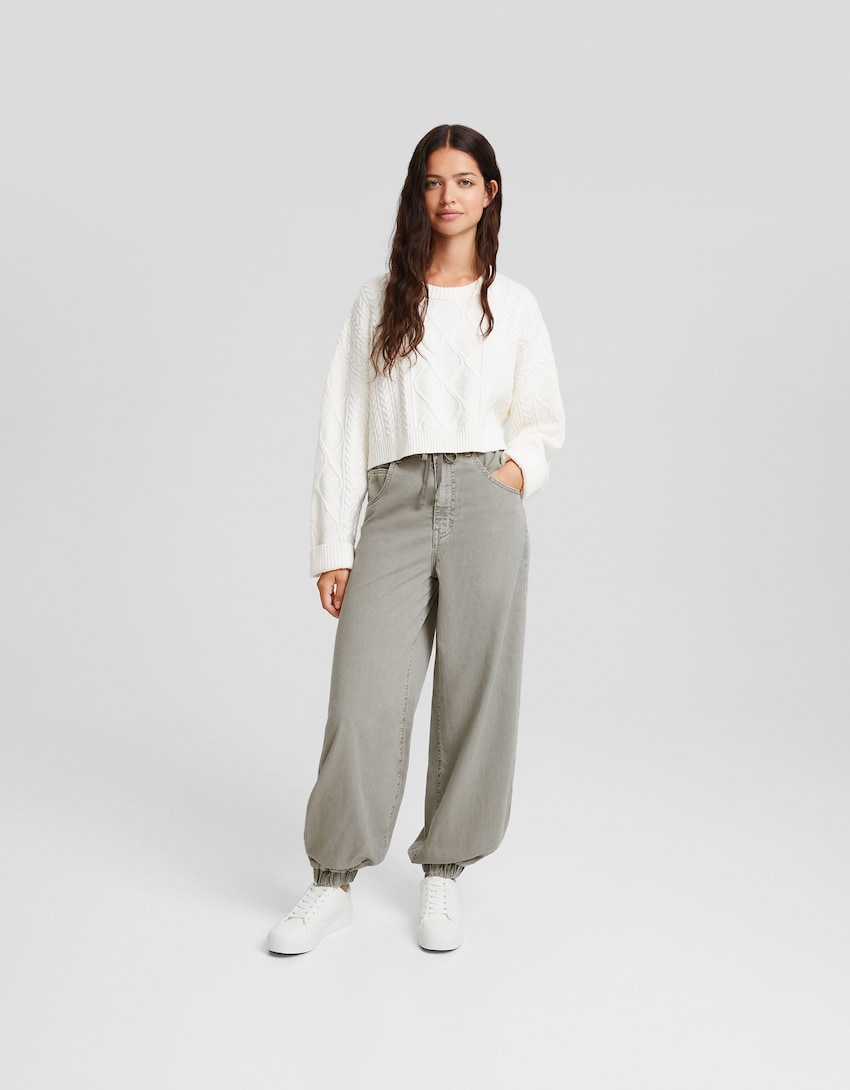 Cotton sweatpants with drawstring-Grey-0