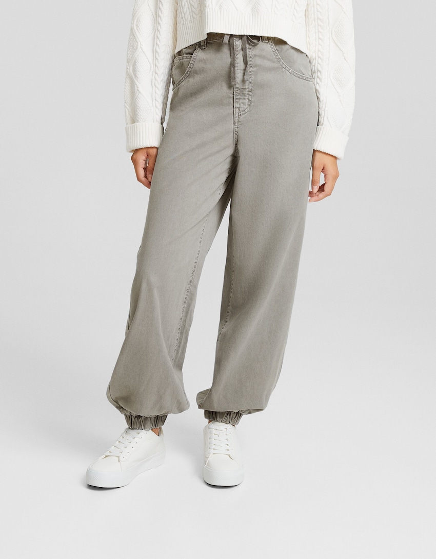 Cotton sweatpants with drawstring-Grey-1