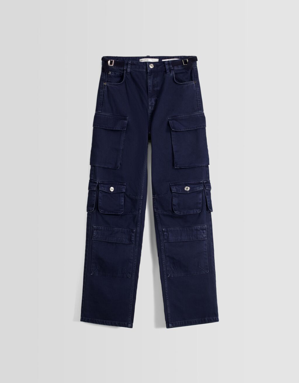 Pantalon cargo sergé multipoches-Bleu-4