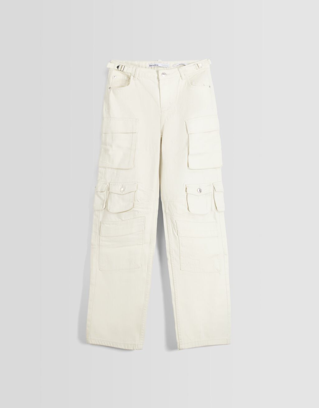 Multi-pocket twill cargo trousers-Cream-3
