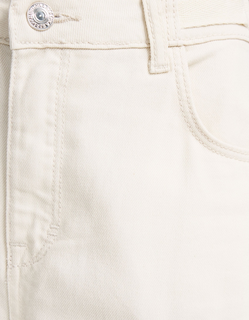 Multi-pocket twill cargo pants-Cream-5