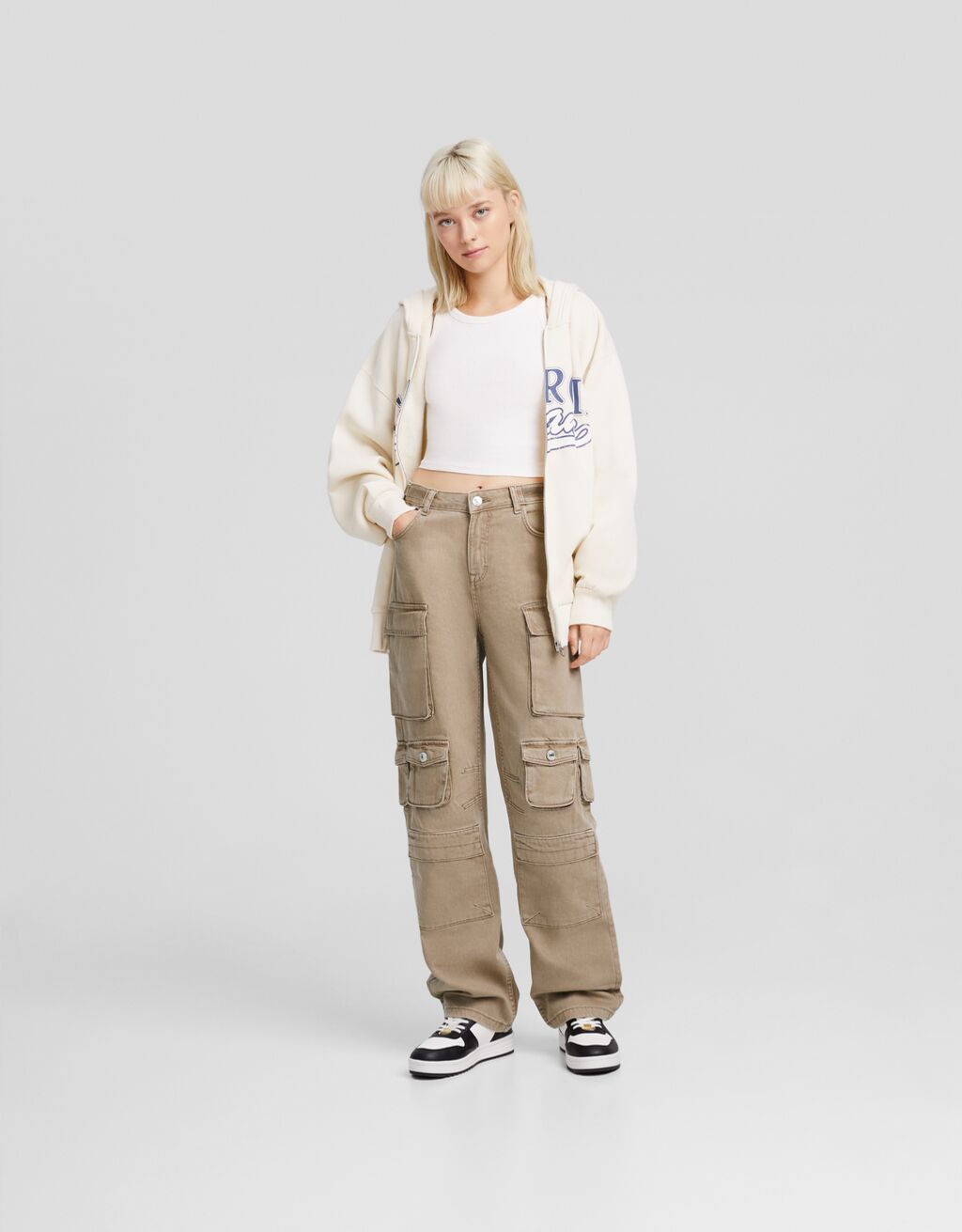 Pantaloni cargo multipocket twill Cargo BSK Teen Bershka