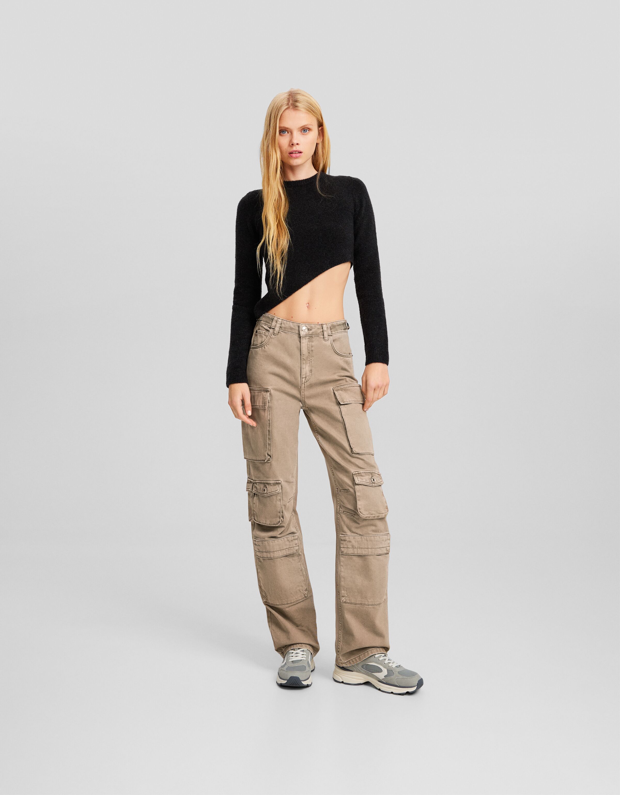 Pantalon cargo discount simili cuir bershka