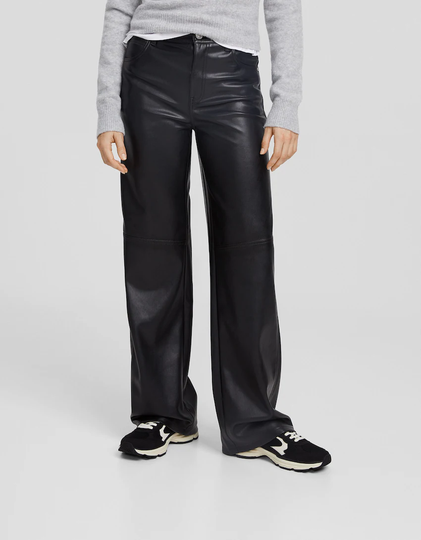Faux leather straight fit trousers - New - Women