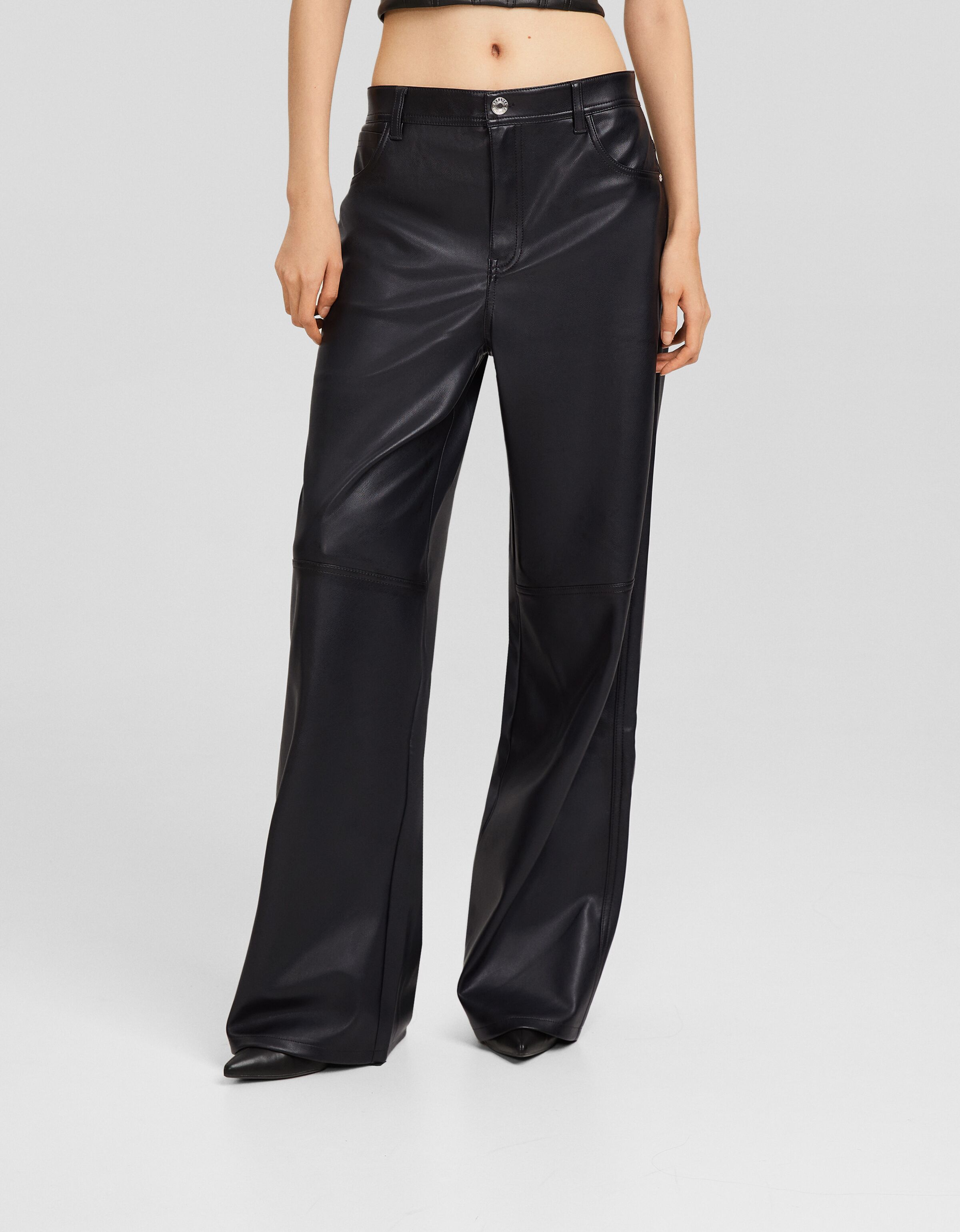 Faux Leather Baggy Trousers from Zara on 21 Buttons