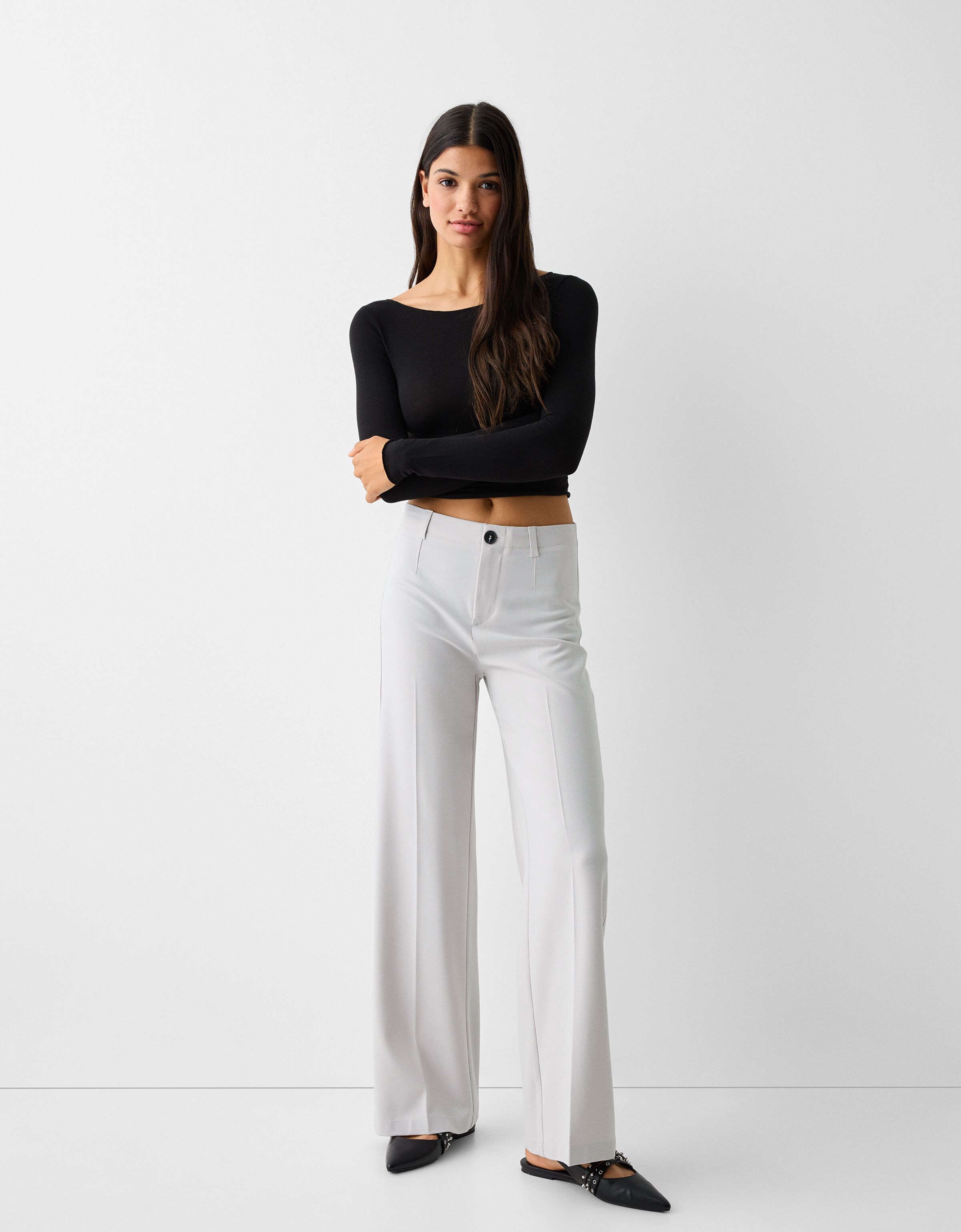 Wide leg tailoring pants Pants Women Bershka