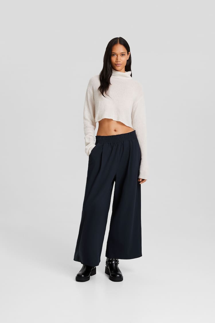 Wide leg tailoring culotte trousers
