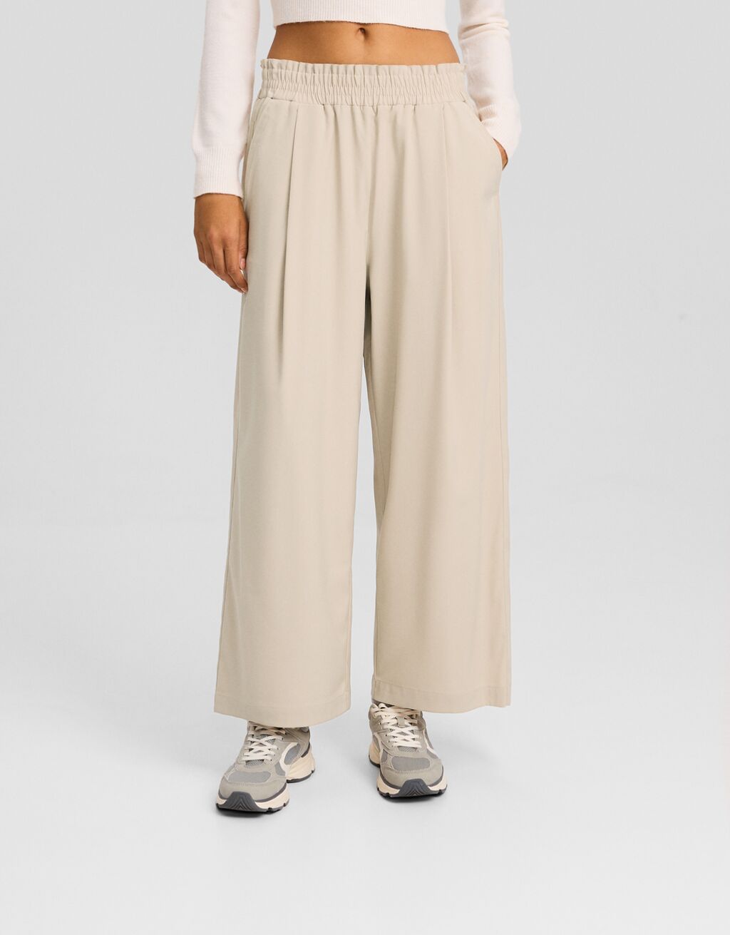 Tweed Knit Culottes in White | JOSEPH