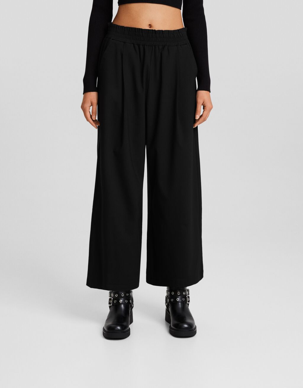 Jupe-culotte tailoring wide leg-Noir-1