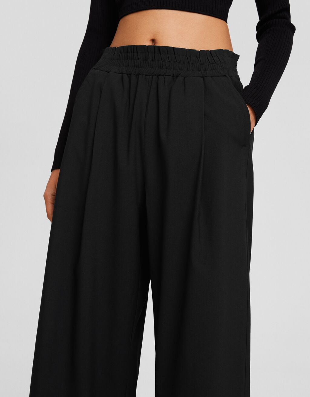 Jupe-culotte tailoring wide leg-Noir-3