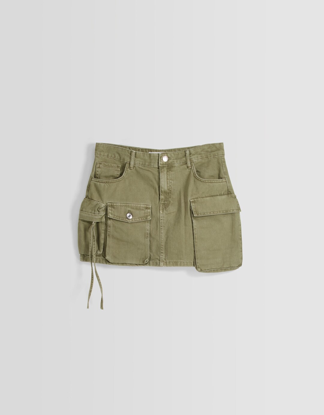 Multi-pocket twill mini skirt