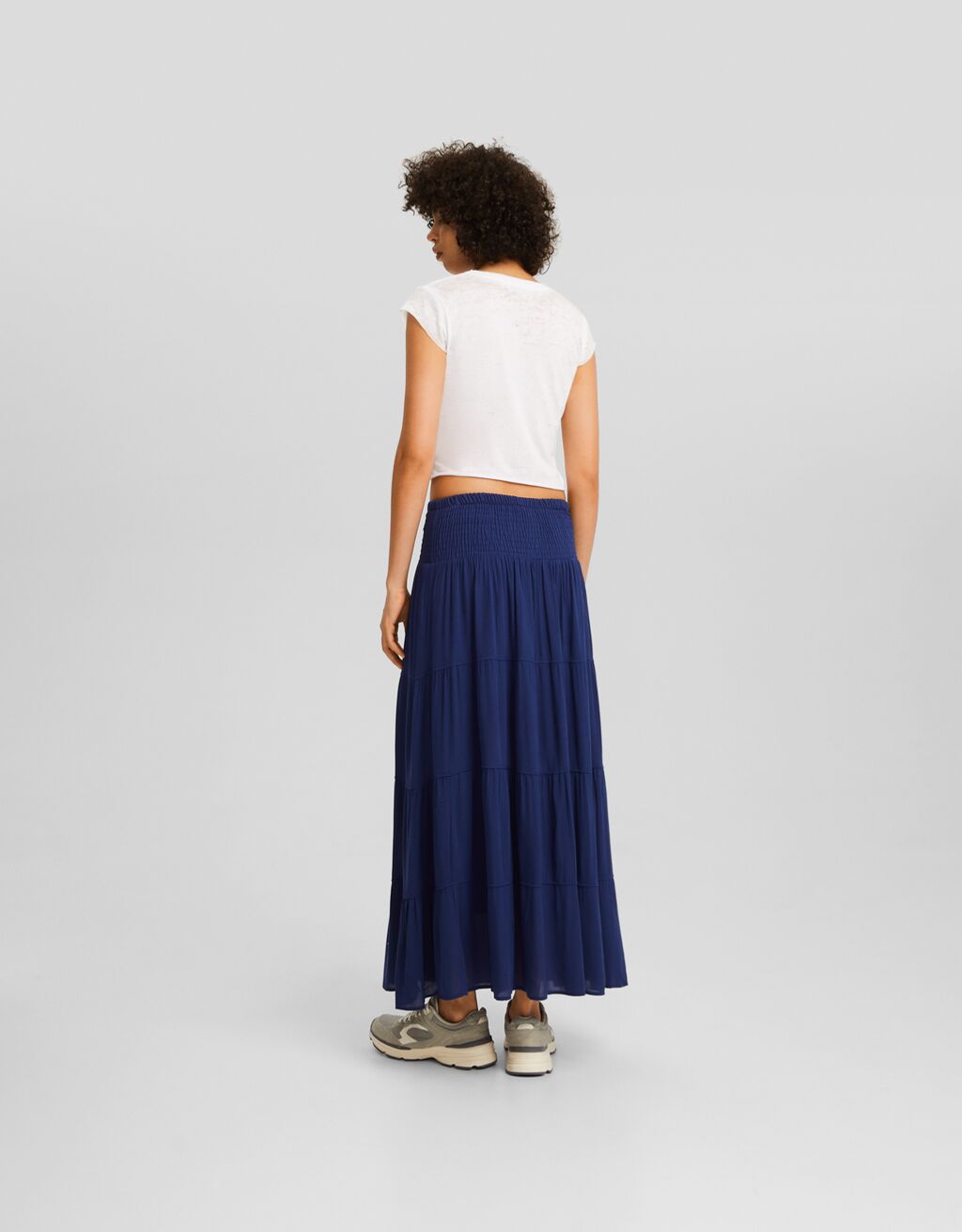 Jupe longue boho-Bleu-2