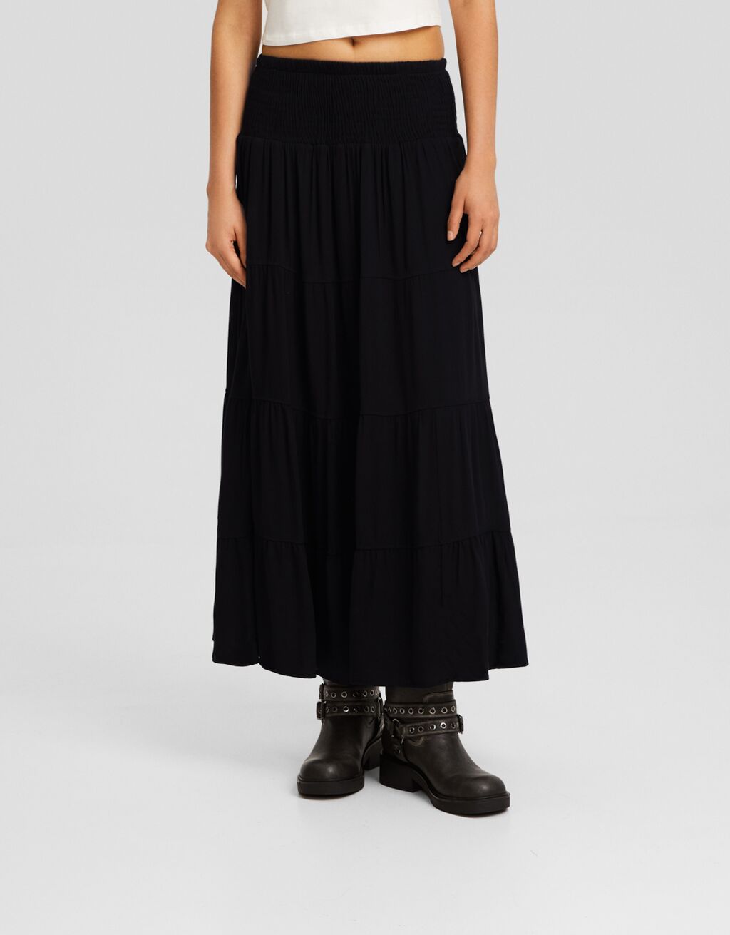 Jupe longue boho-Noir-1