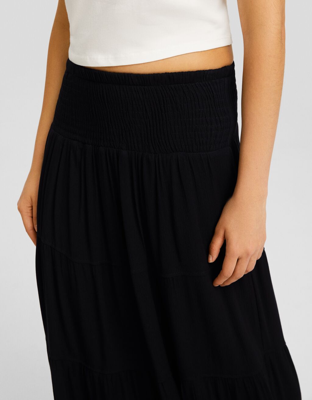 Jupe longue boho-Noir-3