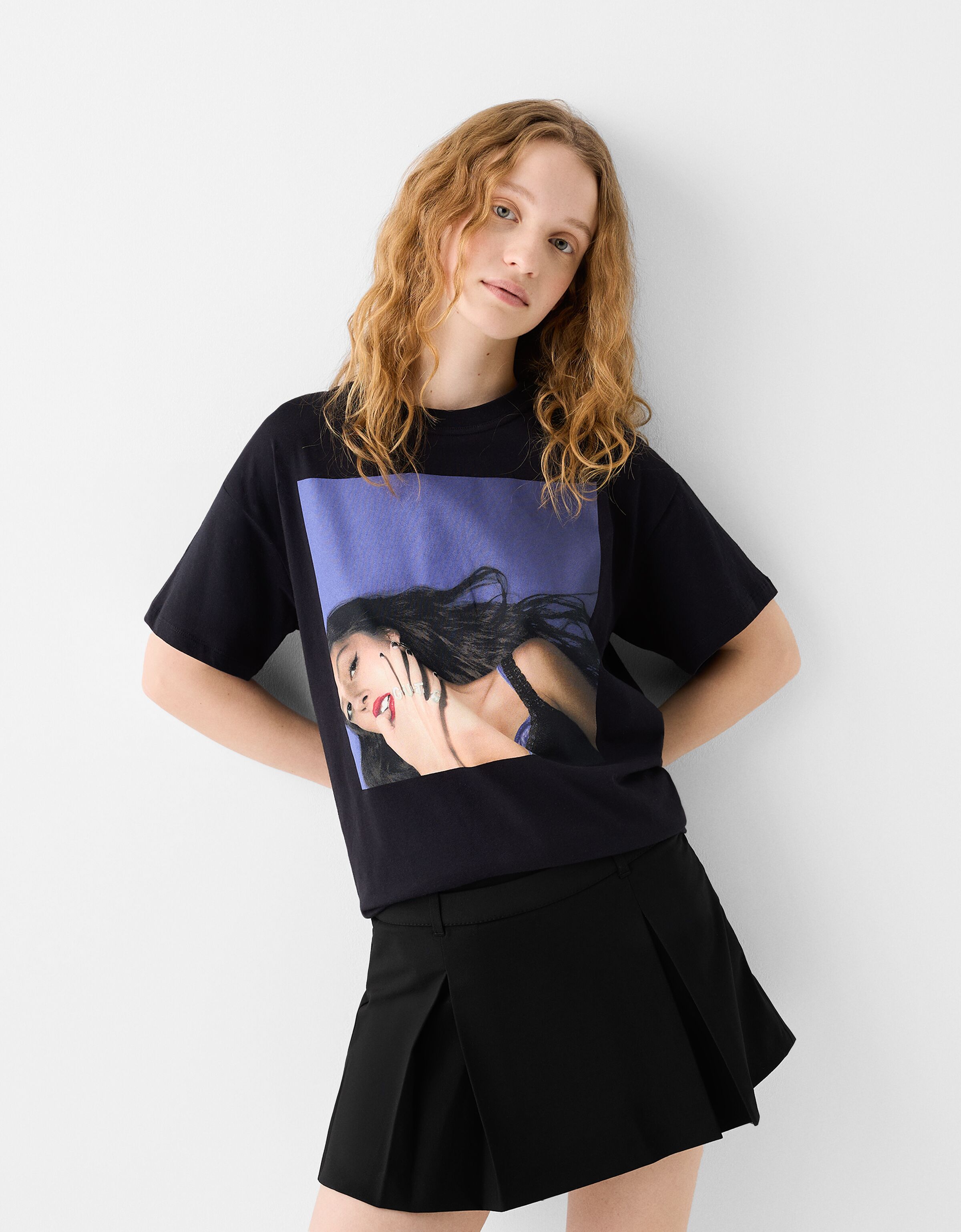 Jupe plissée online noire bershka