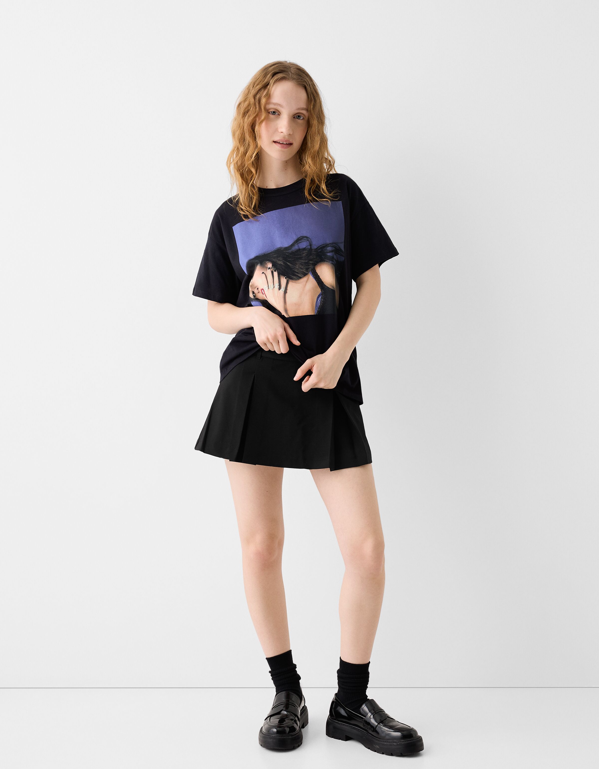 Jupe plissée deals noire bershka