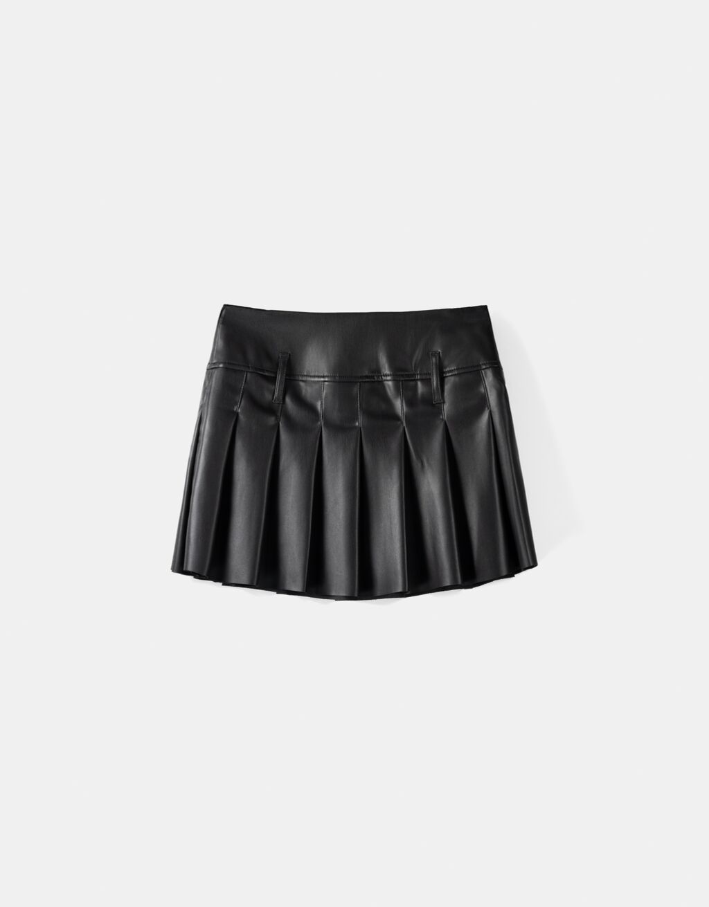 Faux Leather Box Pleat Mini Skirt Women Bershka 