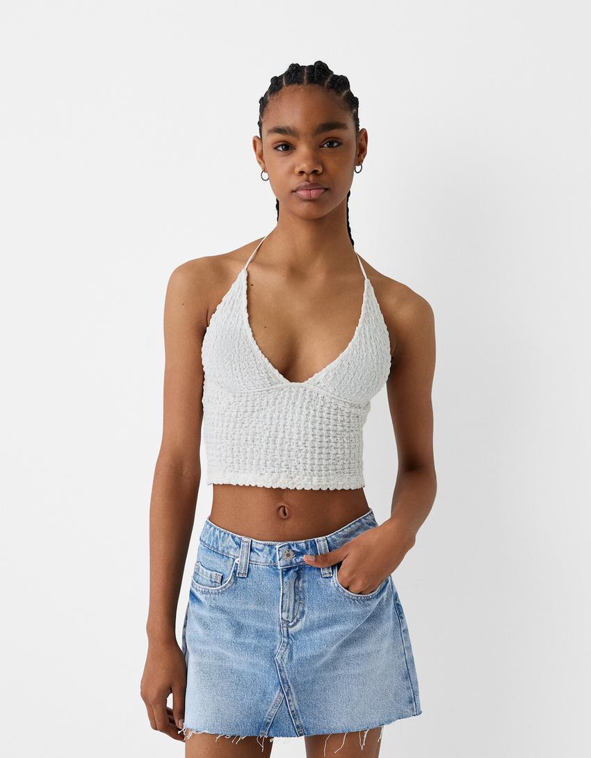 Denim mini etek-Açık mavi-0