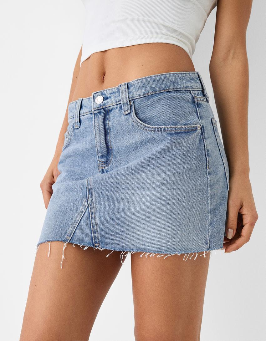 تنورة دنيم قصيرة-أزرق فاتح-3