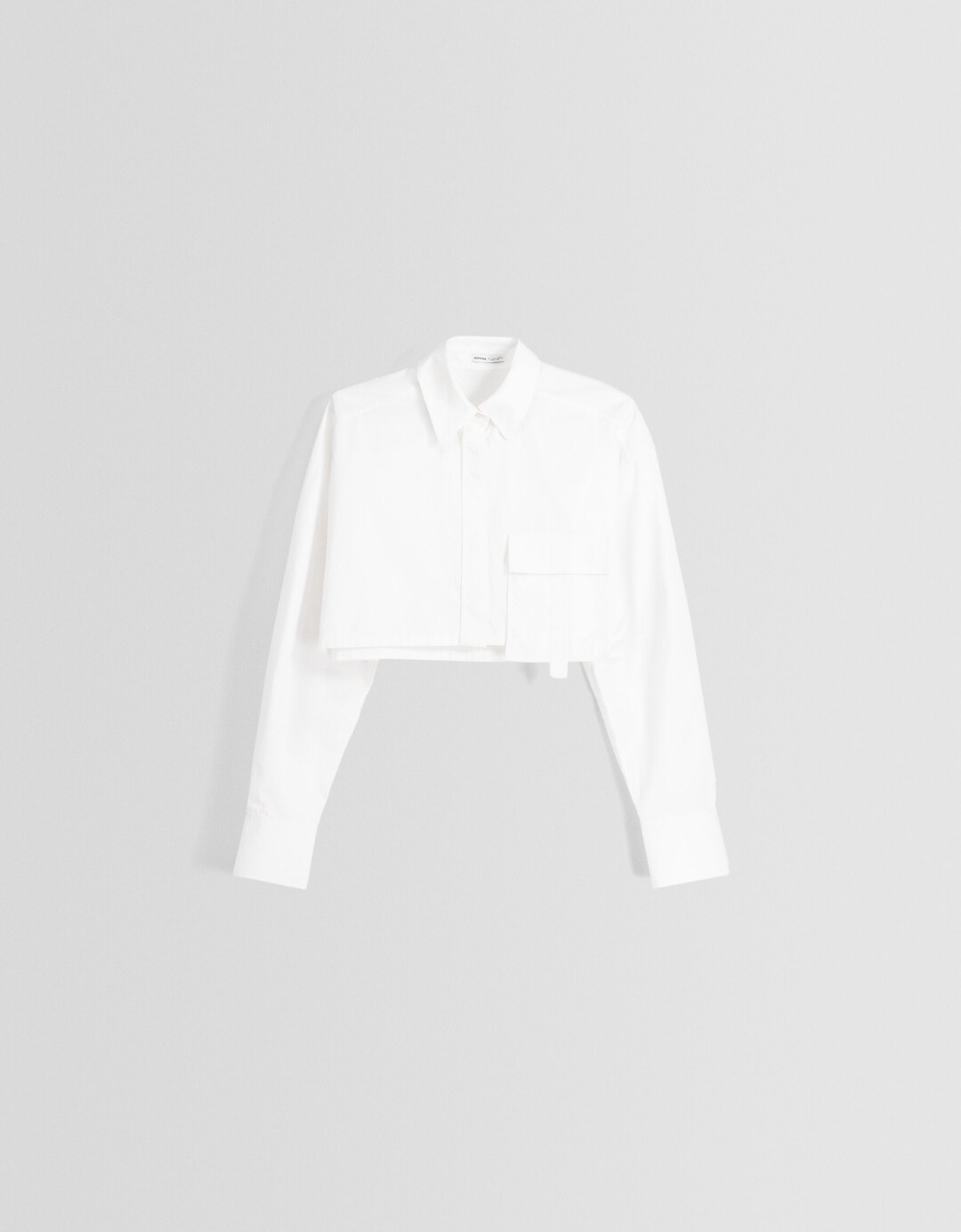 Cămașă mânecă lungă cropped poplin fâșii