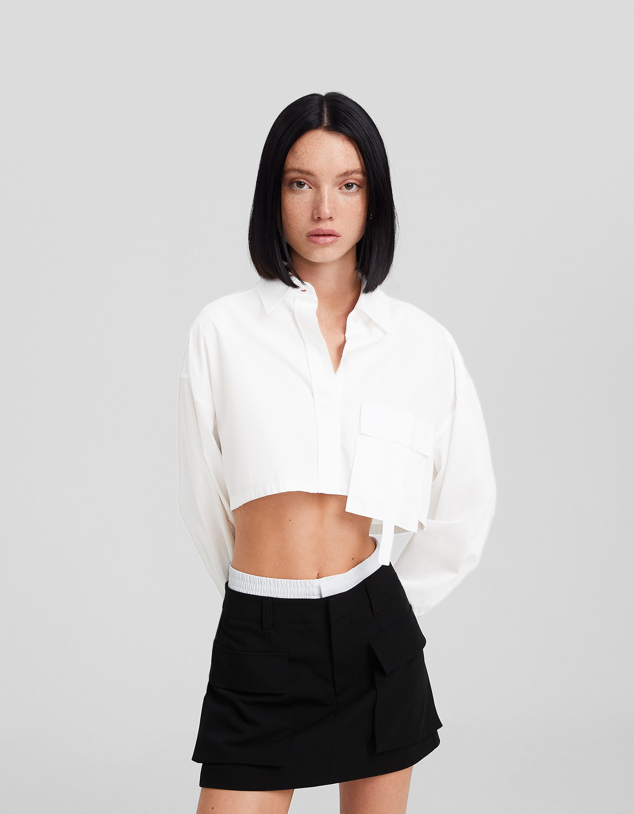 Bershka camisa top blanca