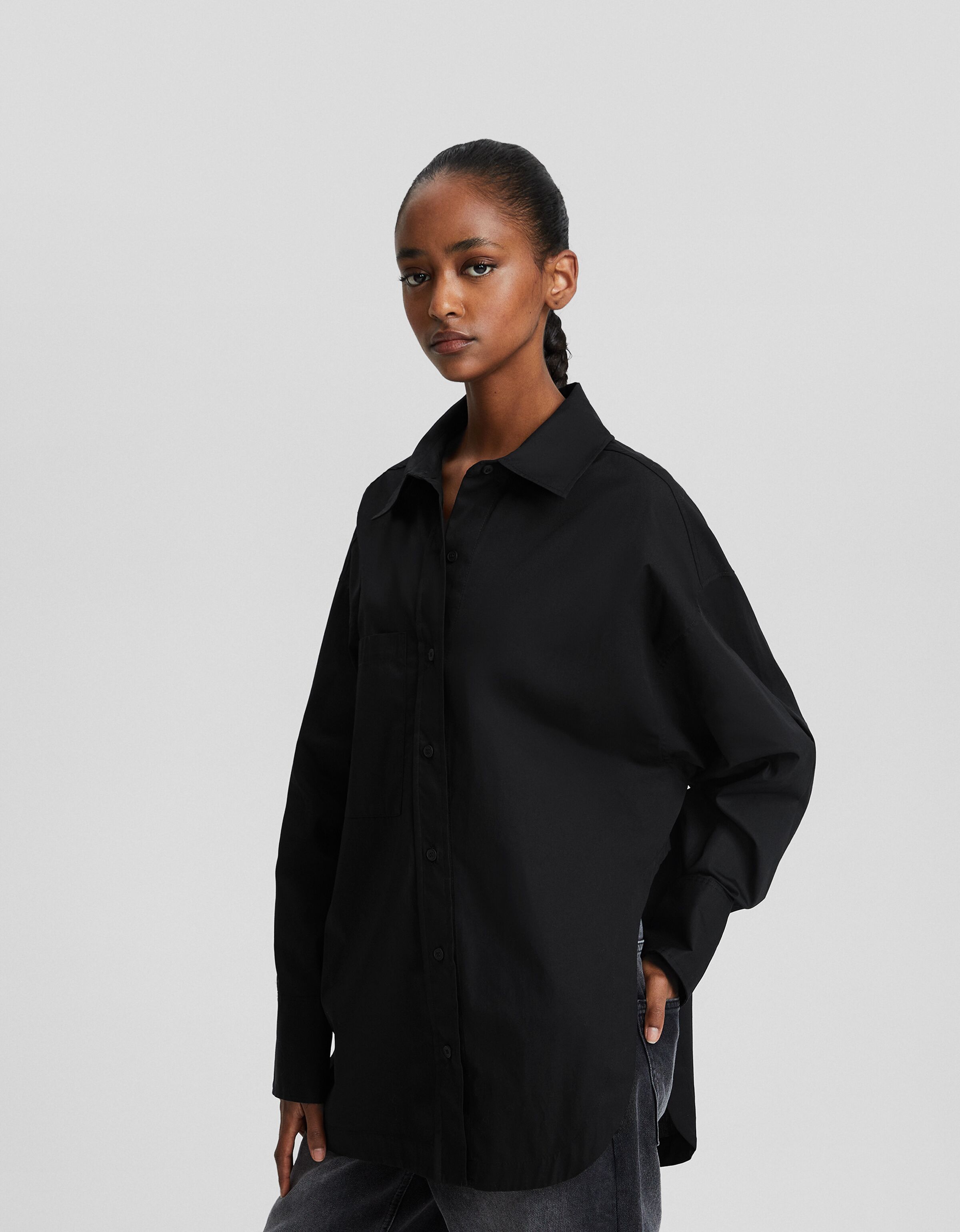 Oversized black shirt sale