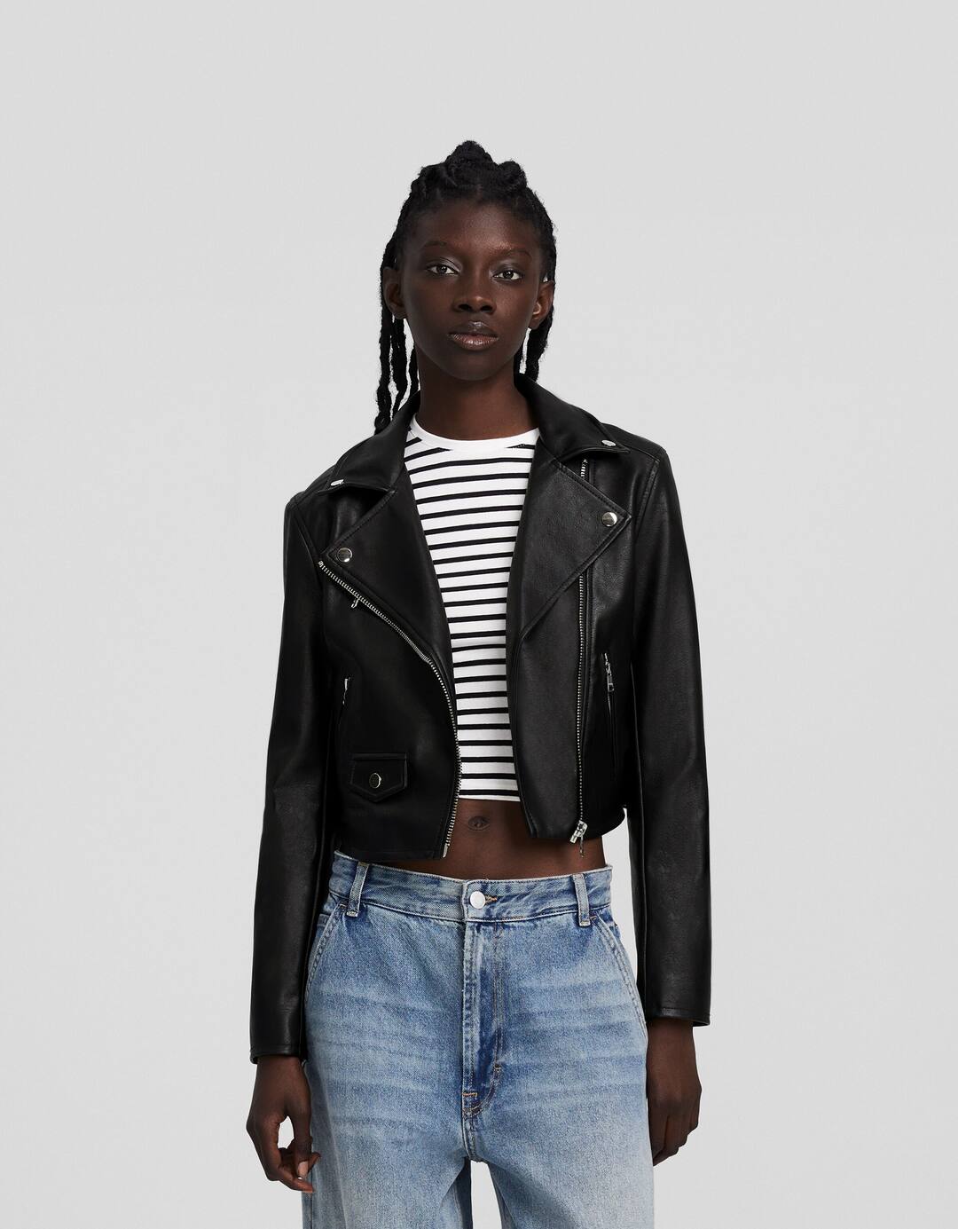 Faux leather biker jacket