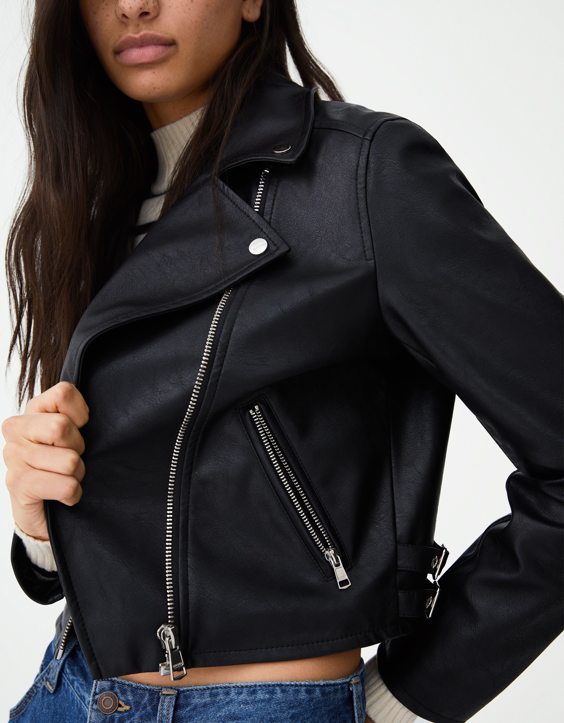 Chamarra de piel new arrivals bershka
