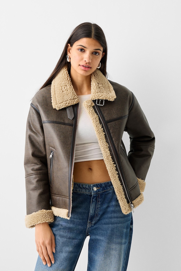Faux leather double-sided jacket