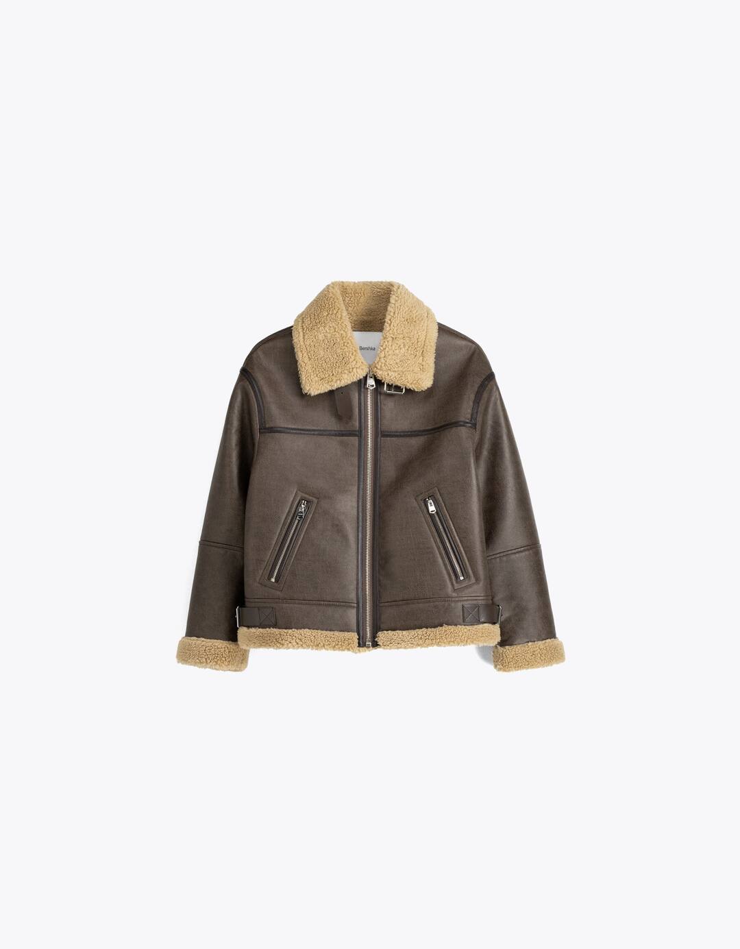 Faux leather double-faced jacket