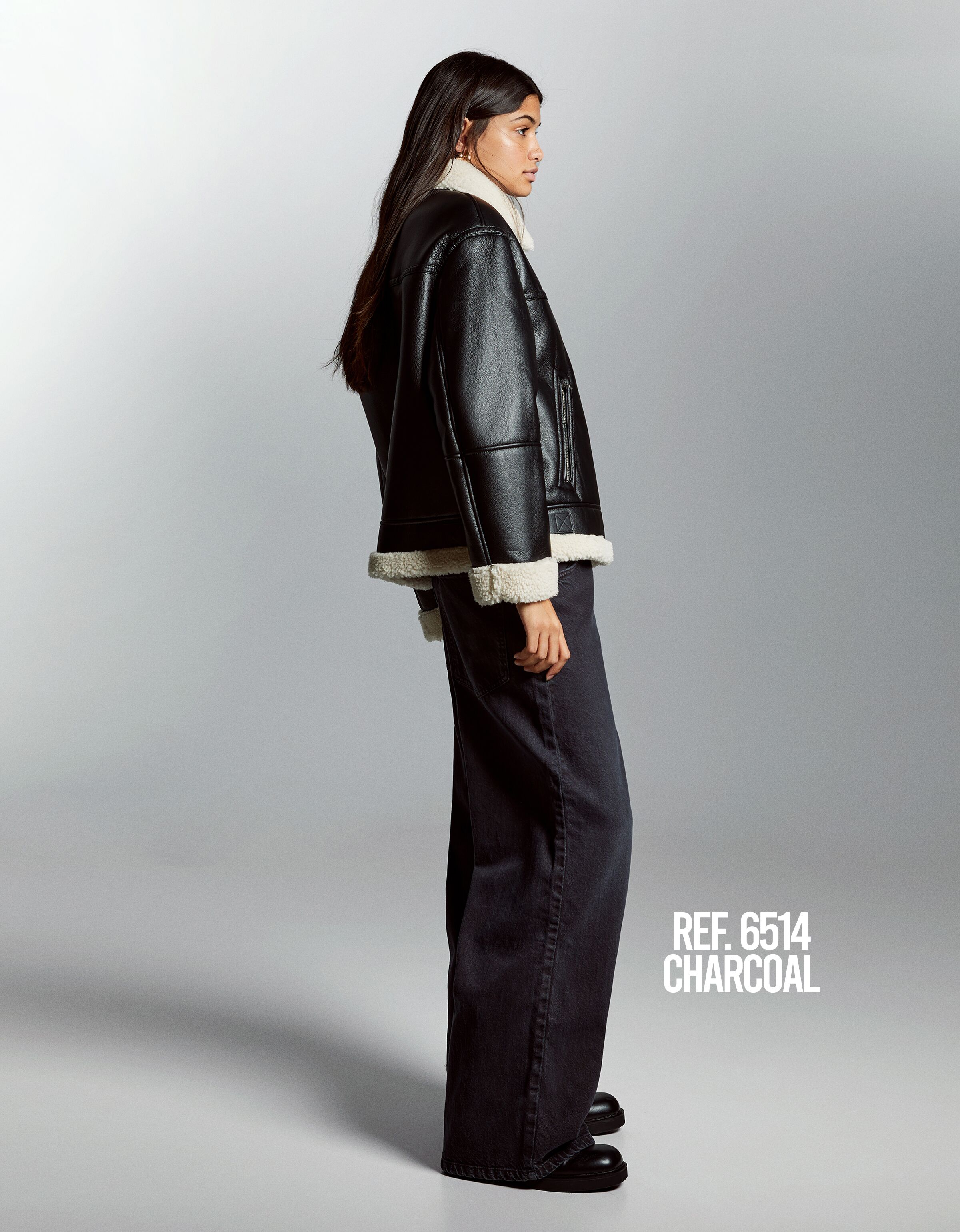 Bershka shearling jacket sale