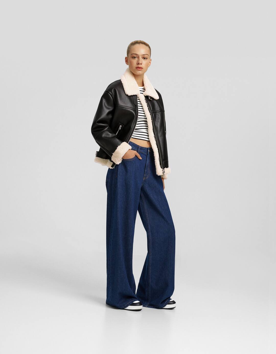Double-faced faux leather jacket