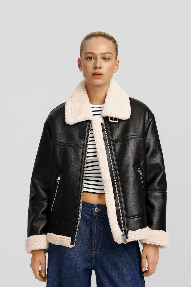 Double-faced faux leather jacket