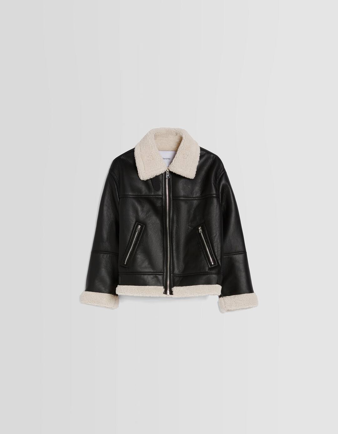 Double-faced faux leather jacket
