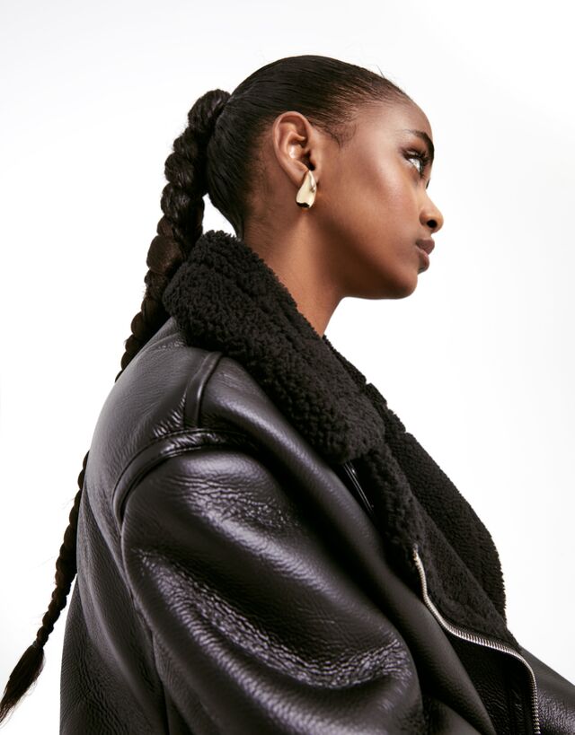 Bershka shearling jacket top