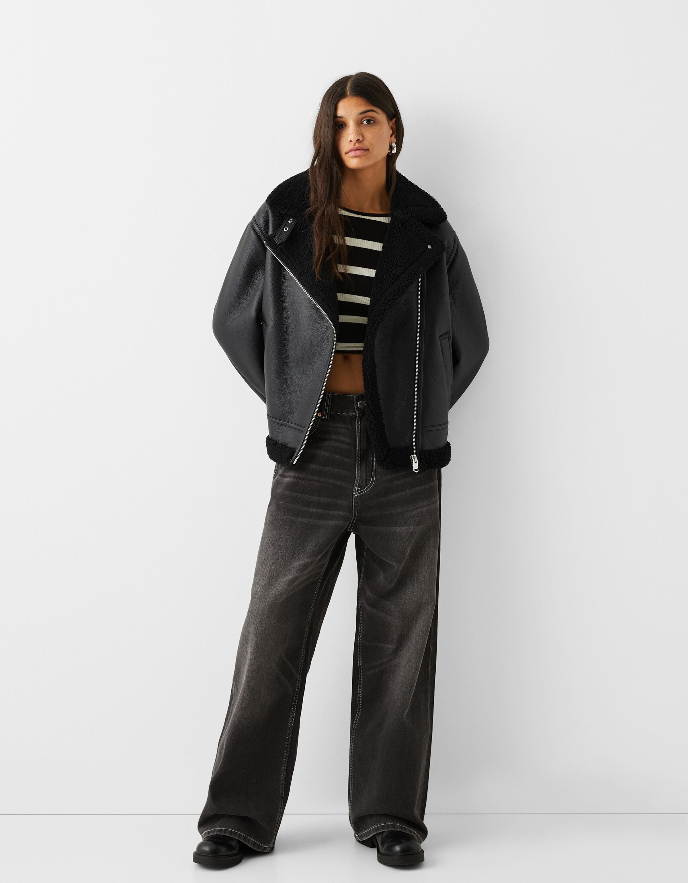 Bershka hotsell shearling coat