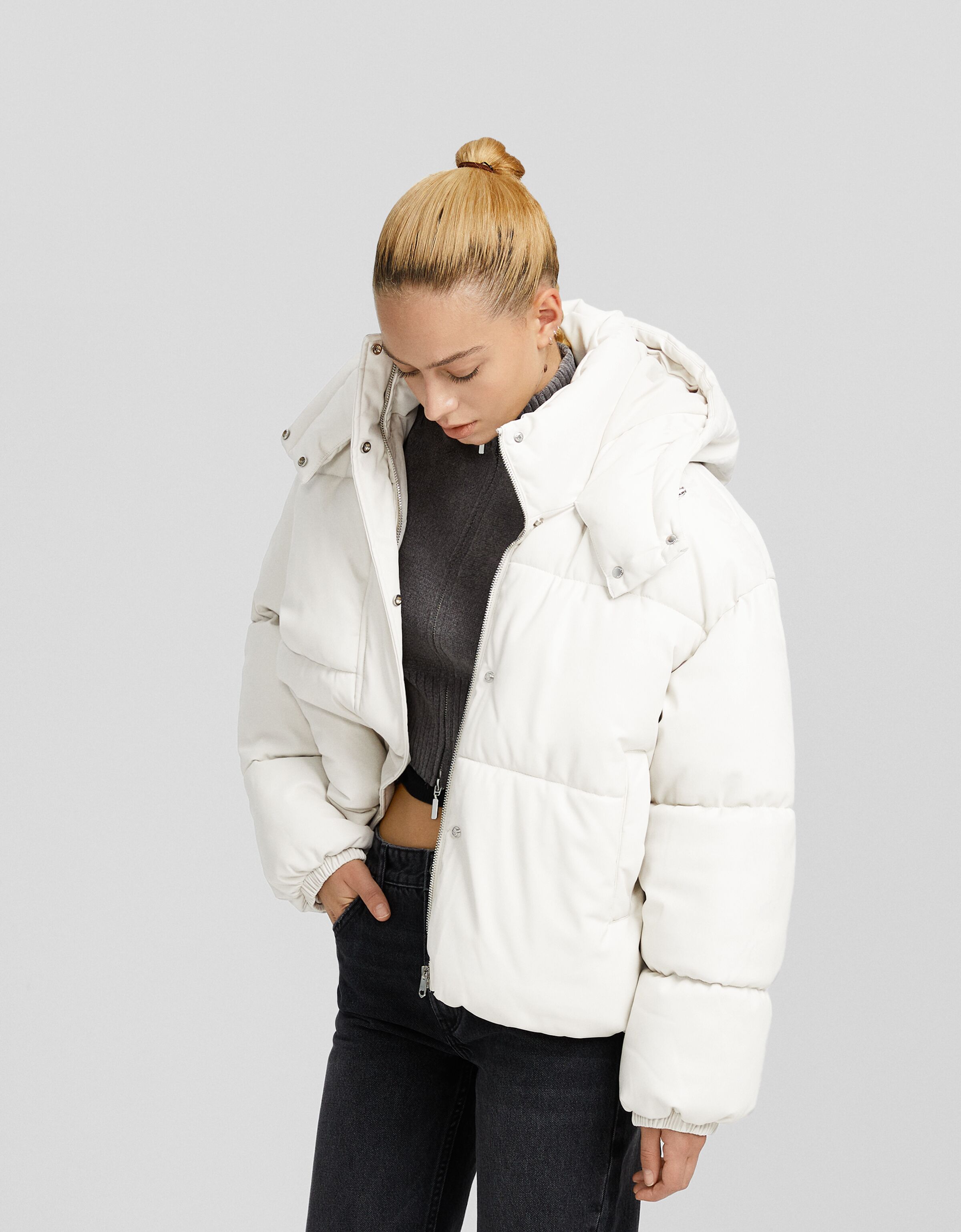 Bershka white sale coat