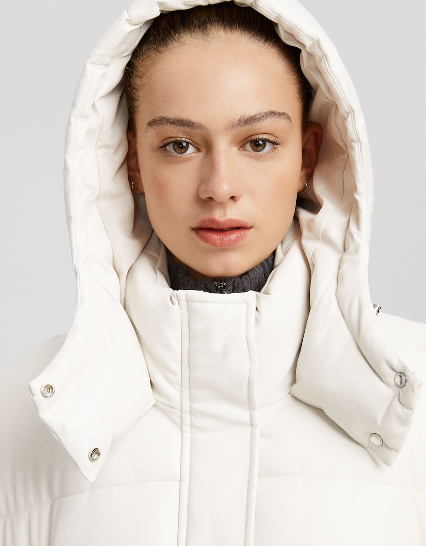 Leather effect puffer jacket with hood - BSK Teen | Bershka