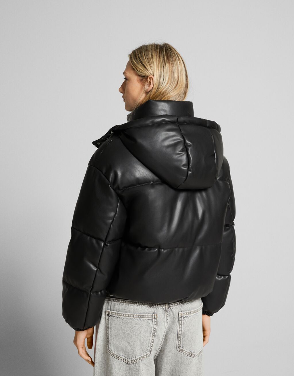 Puffer jacket sale with hood bershka