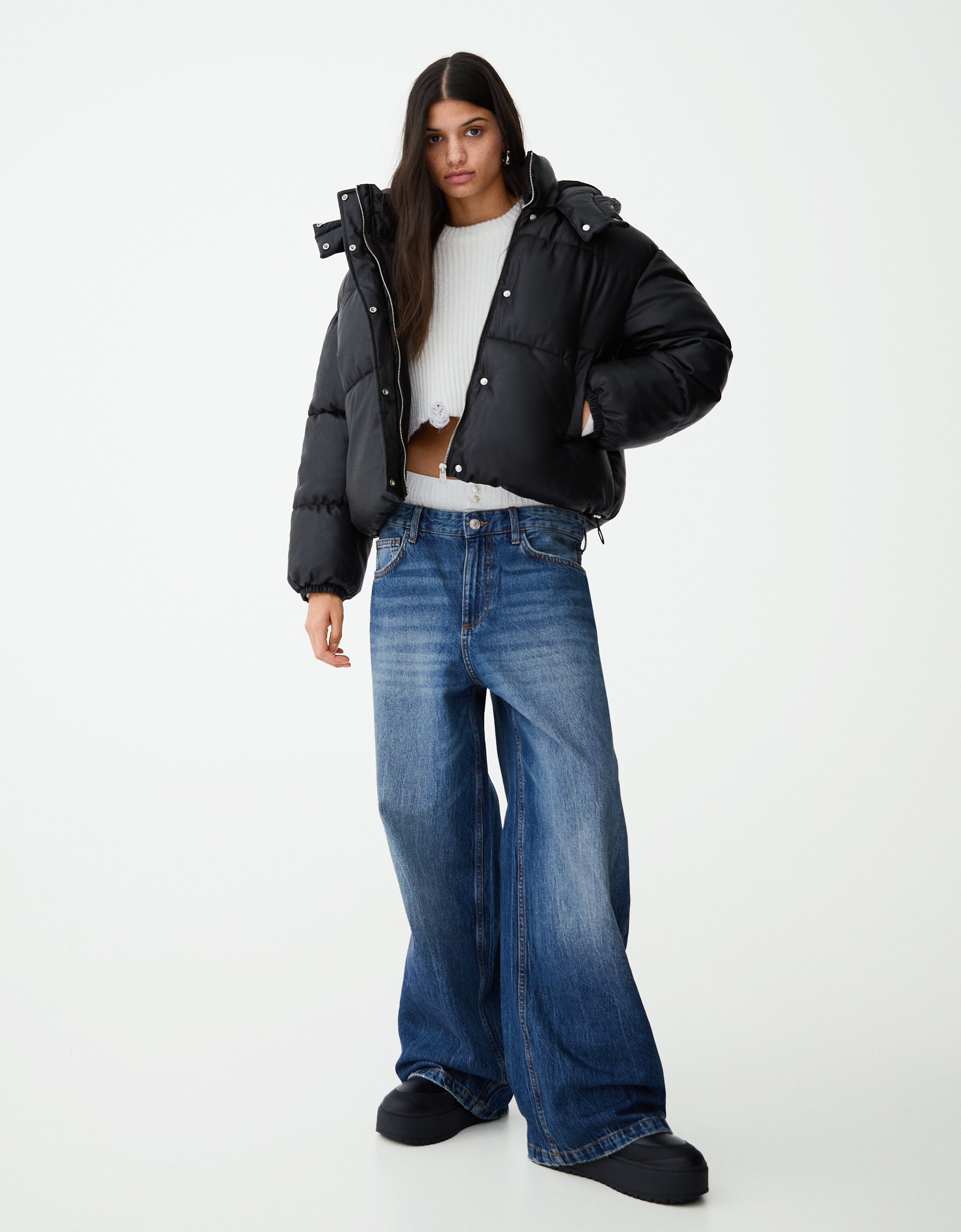 Zara vinyl effect puffer jacket top