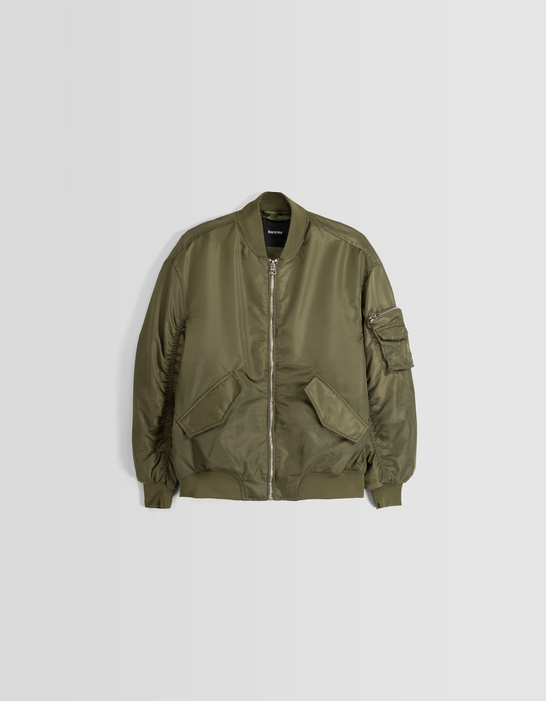 Nylon blend bomber-style puffer jacket